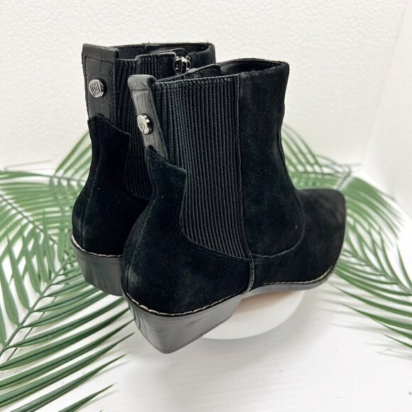 Donald Pliner Women Suede Gazzi Western Cowboy Black Bootie Size 6M - Picture 5 of 10